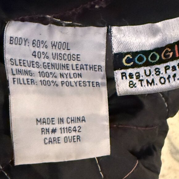 Vintage Coogi Varsity Leather Jacket Mens 2XL Black Red Wool Embroidered Logo - Picture 16 of 16